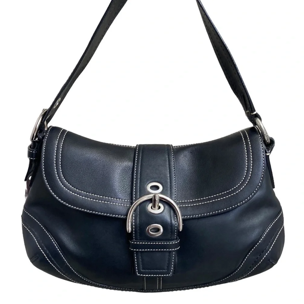 Coach f10910 black leather large soho bag y2k